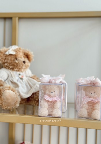 Pudra Pembe Detaylı Teddy Mum Hediyelik