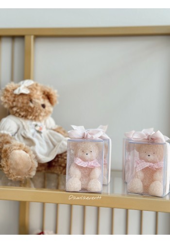 Pudra Pembe Detaylı Teddy Mum Hediyelik