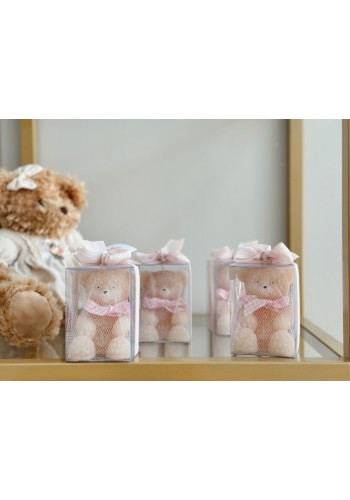 Pudra Pembe Detaylı Teddy Mum Hediyelik